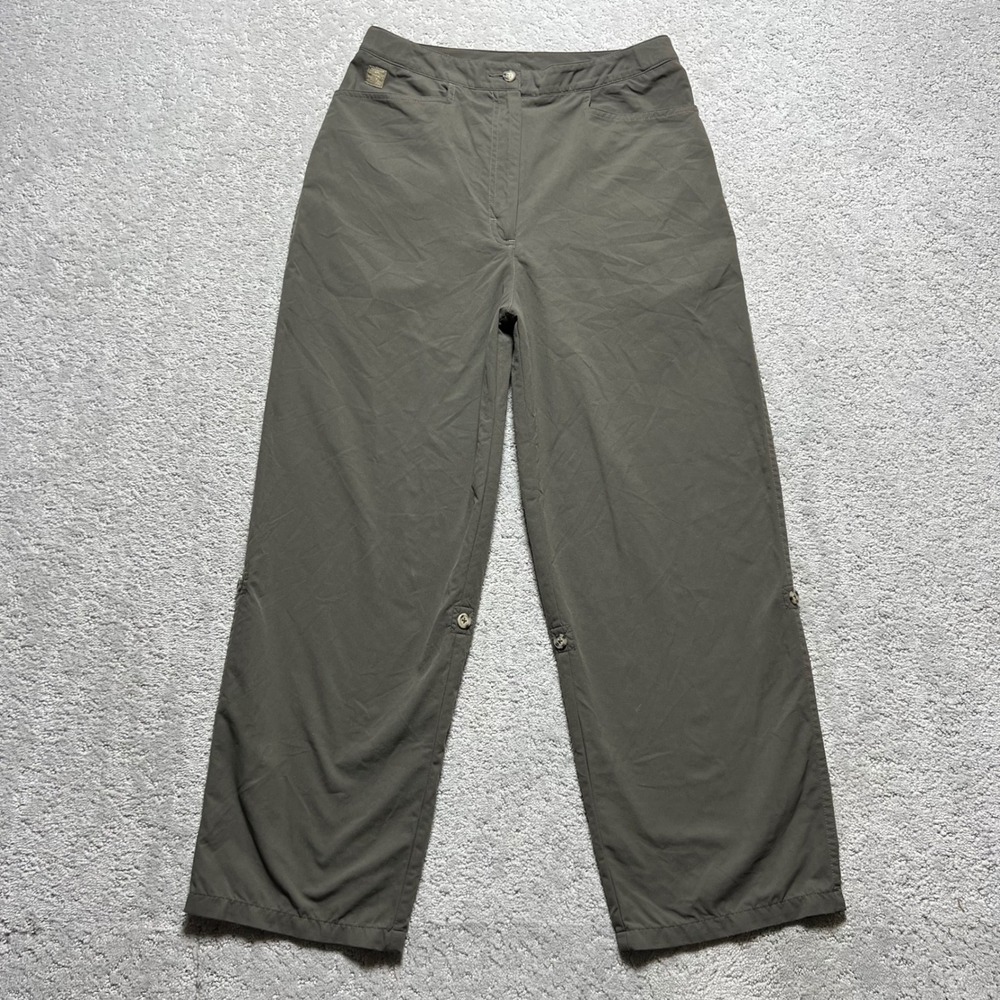 Tilley Pants Womens 29x26 Green Nylon Roll Up Hiking Outdoor High Waist Cropped